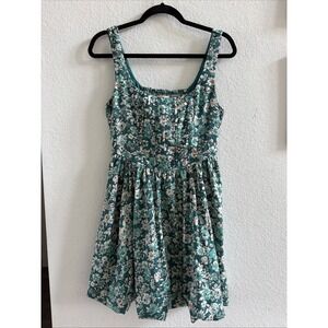 Band Of The Free Sleeveless Green Boho Floral Mini Dress Sz Medium